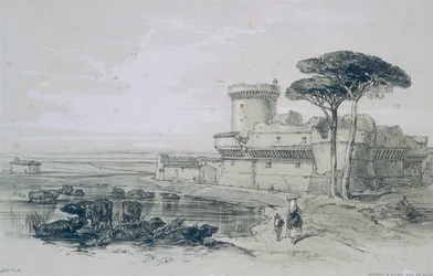 Ansichten von Rom und seiner Umgebung: Schloss von Ostia an der Mündung des Tiber